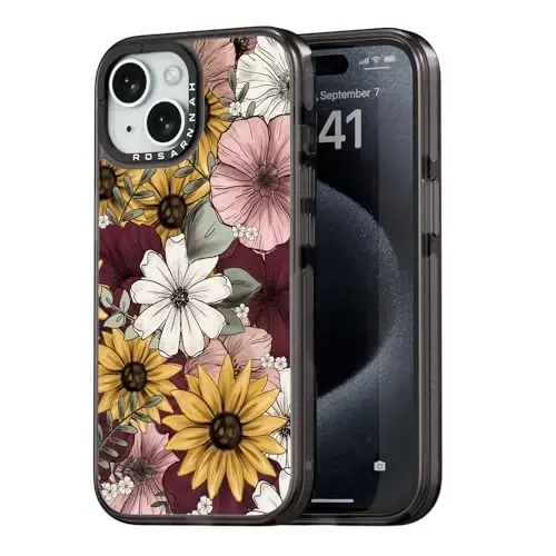 casevivid Compatible for iPhone 15 Case Cute Aesthetic - Durable Shockproof 6.6 ft Drop Impact Phone Case Cover with Funny Fashion Sunflower 6.1
