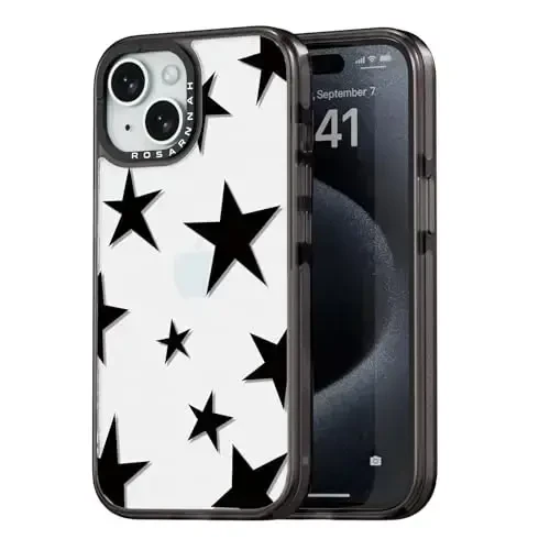 casevivid Compatible for iPhone 15 Case Cute Aesthetic - Durable Shockproof 6.6 ft Drop Impact Phone Case Cover with Funny Fashion Five-Pointed Star 6.1