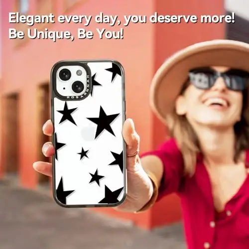 casevivid Compatible for iPhone 15 Case Cute Aesthetic - Durable Shockproof 6.6 ft Drop Impact Phone Case Cover with Funny Fashion Five-Pointed Star 6.1