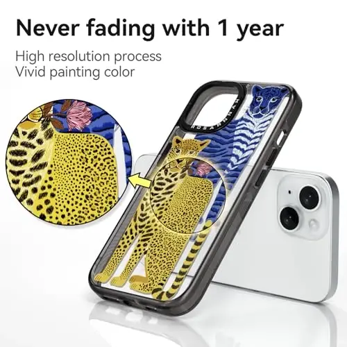casevivid Compatible for iPhone 15 Case Cute Aesthetic - Durable Shockproof 6.6 ft Drop Impact Phone Case Cover with Funny Fashion Big Cat 6.1