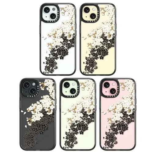 casevivid Compatible for iPhone 15 Case Cute Aesthetic - Durable Shockproof 6.6 ft Drop Impact Phone Case Cover with Funny Fashion Plum Blossom 6.1