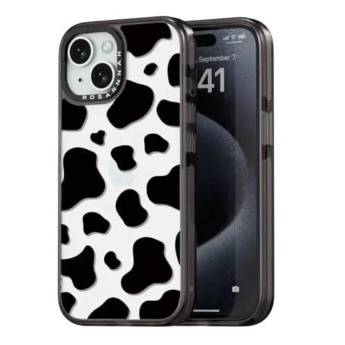 casevivid Compatible for iPhone 15 Case Cute Aesthetic - Durable Shockproof 6.6 ft Drop Impact Phone Case Cover with Funny Fashion Milk Cow Print 6.1