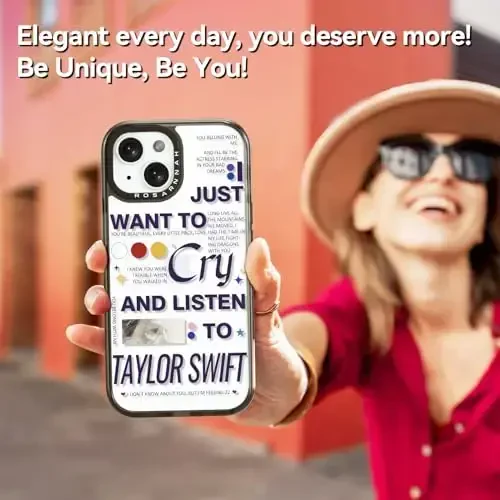 casevivid Compatible for iPhone 15 Case Cute Aesthetic - Durable Shockproof 6.6 ft Drop Impact Phone Case Cover with Funny Fashion Taylor Music 6.1