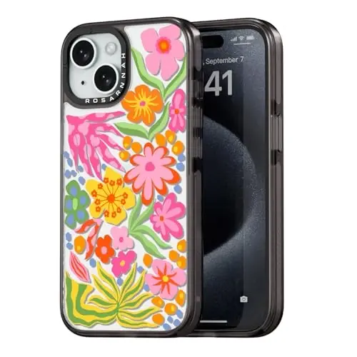 casevivid Compatible for iPhone 15 Case Cute Aesthetic - Durable Shockproof 6.6 ft Drop Impact Phone Case Cover with Funny Fashion Passion Flower 6.1