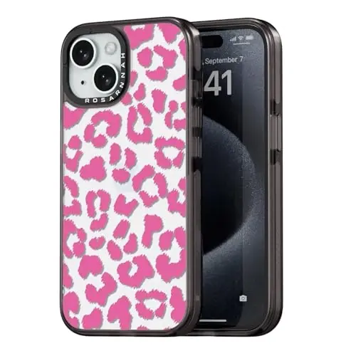 casevivid Compatible for iPhone 15 Case Cute Aesthetic - Durable Shockproof 6.6 ft Drop Impact Phone Case Cover with Funny Fashion Pink Leopard 6.1