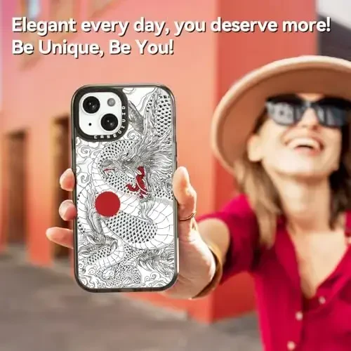casevivid Compatible for iPhone 15 Case Cute Aesthetic - Durable Shockproof 6.6 ft Drop Impact Phone Case Cover with Funny Fashion Chinese Dragon 6.1
