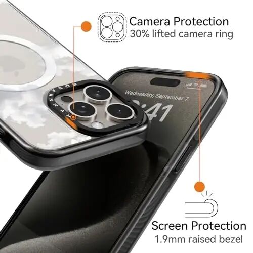 casevivid Magnetic for iPhone 15 Pro Magsafe Case Cute Aesthetic - Durable Shockproof 6.6 ft Drop Impact Phone Case Cover with Funny Fashion Cloud 6.1
