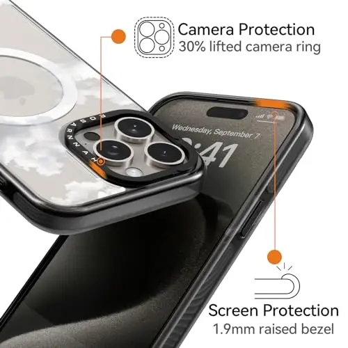 casevivid Magnetic for iPhone 15 Pro Magsafe Case Cute Aesthetic - Durable Shockproof 6.6 ft Drop Impact Phone Case Cover with Funny Fashion Cloud 6.1