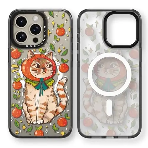 casevivid for iPhone 15 Pro Case Aesthetic Black, Kitty Cat | Compatible with Magsafe 6.1