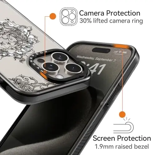 casevivid Magnetic for iPhone 15 Pro Magsafe Case Cute Aesthetic - Durable Shockproof 6.6 ft Drop Impact Phone Case Cover with Funny Fashion Moon 6.1