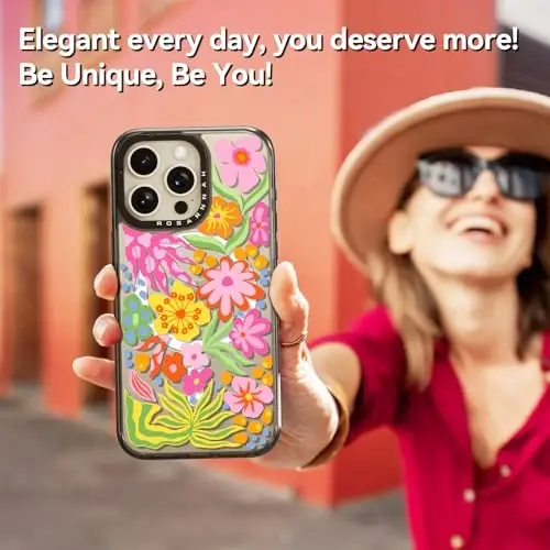 casevivid Magnetic for iPhone 15 Pro Magsafe Case Cute Aesthetic - Durable Shockproof 6.6 ft Drop Impact Phone Case Cover with Funny Fashion Passion Flower 6.1