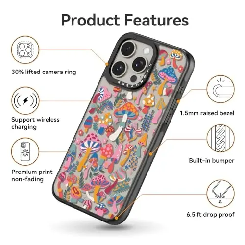 casevivid iPhone 15 Pro Kılıf ile Uyumlu Sevimli Estetik - Dayanıklı Darbeye Dayanıklı 2 Metre Düşme Darbe Telefon Kılıfı Kapak Eğlenceli Moda Mantar Ormanı 6.1