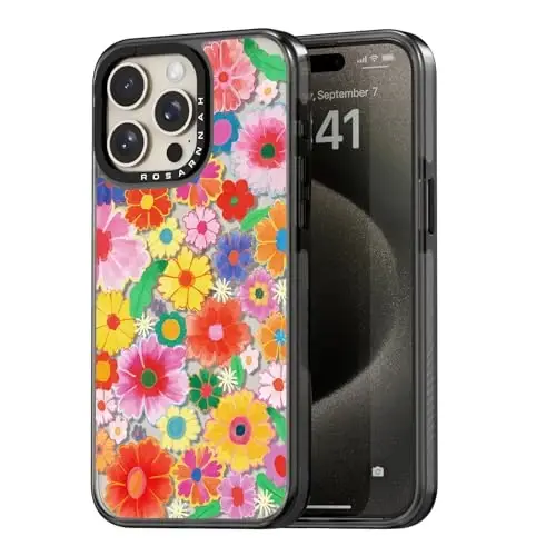 casevivid Compatible for iPhone 15 Pro Case Cute Aesthetic - Durable Shockproof 6.6 ft Drop Impact Phone Case Cover with Funny Fashion Colorful Flowers 6.1