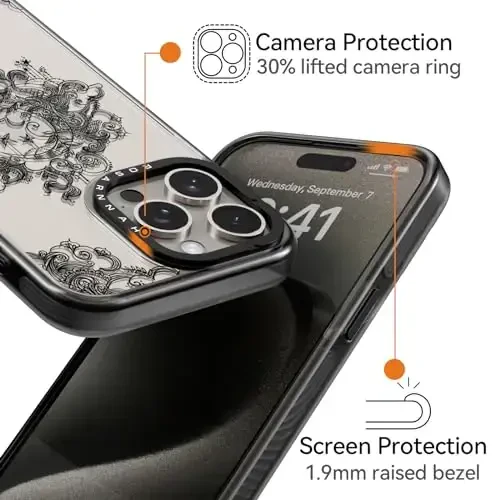 casevivid Compatible for iPhone 15 Pro Case Cute Aesthetic - Durable Shockproof 6.6 ft Drop Impact Phone Case Cover with Funny Fashion Moon 6.1