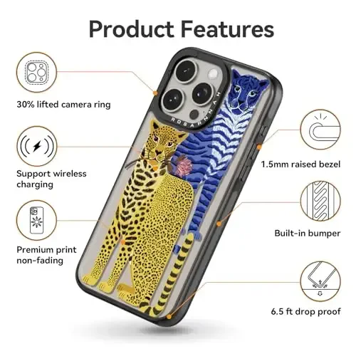 casevivid Compatible for iPhone 15 Pro Case Cute Aesthetic - Durable Shockproof 6.6 ft Drop Impact Phone Case Cover with Funny Fashion Big Cat 6.1