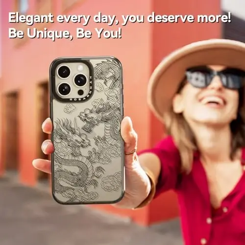 casevivid Compatible for iPhone 15 Pro Case Cute Aesthetic - Durable Shockproof 6.6 ft Drop Impact Phone Case Cover with Funny Fashion Dragon 6.1