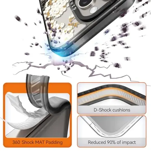 casevivid for iPhone 15 Pro Max Case Aesthetic Black, Plum Blossom | Compatible with Magsafe 6.7