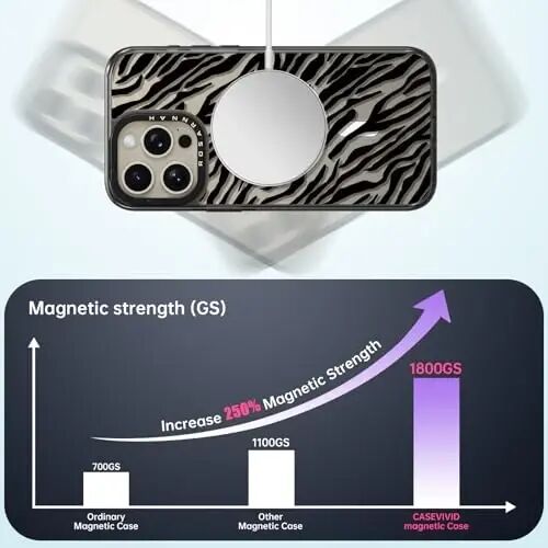 casevivid Magnetic for iPhone 15 Pro Max Magsafe Case Cute Aesthetic - Durable Shockproof 6.6 ft Drop Impact Phone Case Cover with Funny Fashion Black Zebra Print 6.7