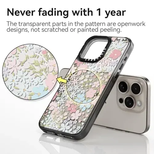 casevivid iPhone 15 Pro Max Kılıf ile Uyumlu Sevimli Estetik - Dayanıklı Darbeye Dayanıklı 2 metre Düşme Korumalı Telefon Kılıfı, Eğlenceli Moda Pembe Bahar 6.7
