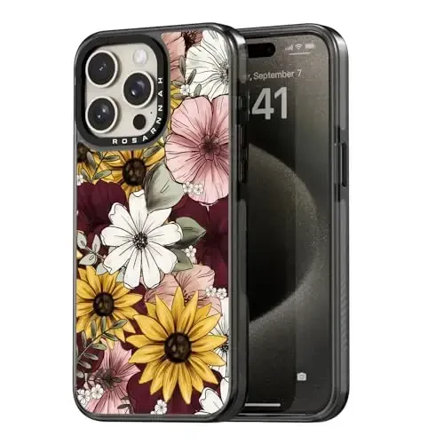 casevivid Compatible for iPhone 15 Pro Max Case Cute Aesthetic - Durable Shockproof 6.6 ft Drop Impact Phone Case Cover with Funny Fashion Sunflower 6.7