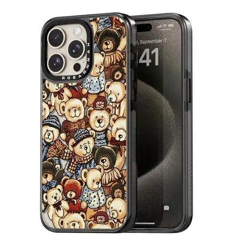 casevivid Compatible for iPhone 15 Pro Max Case Cute Aesthetic - Durable Shockproof 6.6 ft Drop Impact Phone Case Cover with Funny Fashion Bear 6.7