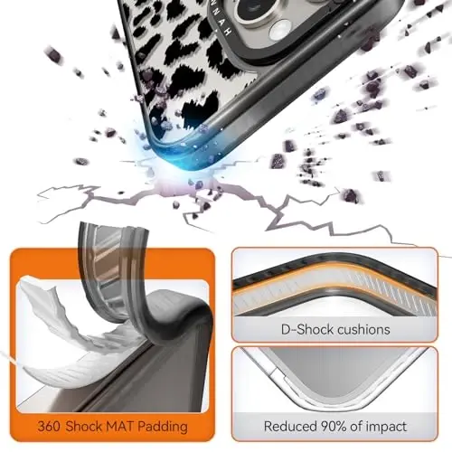 casevivid Compatible for iPhone 15 Pro Max Case Cute Aesthetic - Durable Shockproof 6.6 ft Drop Impact Phone Case Cover with Funny Fashion Big Black Leopard Print 6.7