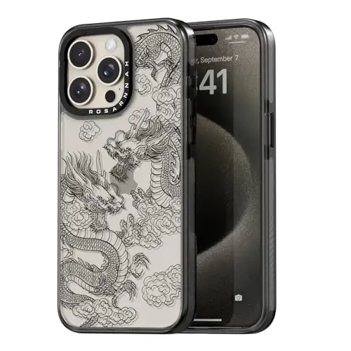casevivid Compatible for iPhone 15 Pro Max Case Cute Aesthetic - Durable Shockproof 6.6 ft Drop Impact Phone Case Cover with Funny Fashion Dragon 6.7