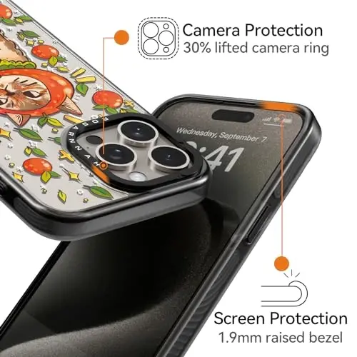 casevivid Compatible for iPhone 15 Pro Max Case Cute Aesthetic - Durable Shockproof 6.6 ft Drop Impact Phone Case Cover with Funny Fashion Kitty Cat 6.7