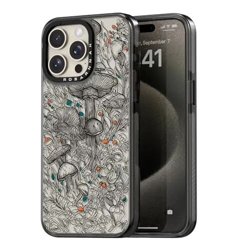casevivid Compatible for iPhone 15 Pro Max Case Cute Aesthetic - Durable Shockproof 6.6 ft Drop Impact Phone Case Cover with Funny Fashion Black Mushroom 6.7