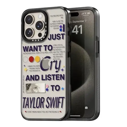 casevivid Compatible for iPhone 15 Pro Max Case Cute Aesthetic - Durable Shockproof 6.6 ft Drop Impact Phone Case Cover with Funny Fashion Taylor Music 6.7
