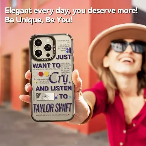 casevivid Compatible for iPhone 15 Pro Max Case Cute Aesthetic - Durable Shockproof 6.6 ft Drop Impact Phone Case Cover with Funny Fashion Taylor Music 6.7