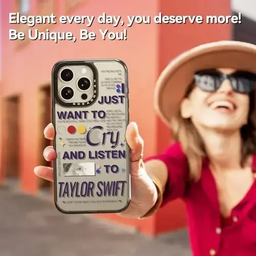 casevivid Compatible for iPhone 15 Pro Max Case Cute Aesthetic - Durable Shockproof 6.6 ft Drop Impact Phone Case Cover with Funny Fashion Taylor Music 6.7