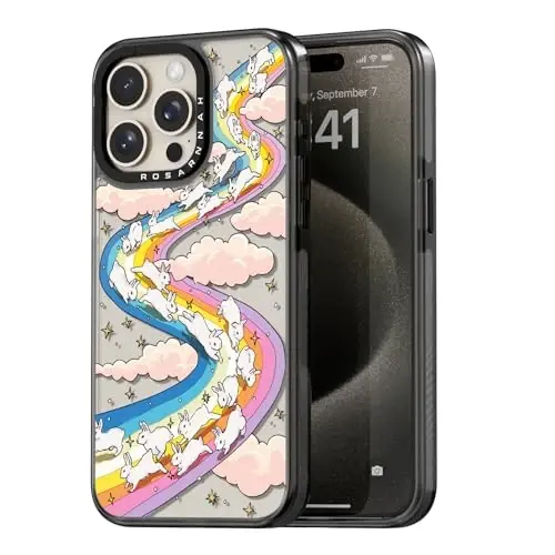 casevivid Compatible for iPhone 15 Pro Max Case Cute Aesthetic - Durable Shockproof 6.6 ft Drop Impact Phone Case Cover with Funny Fashion Rainbow Rabbit 6.7