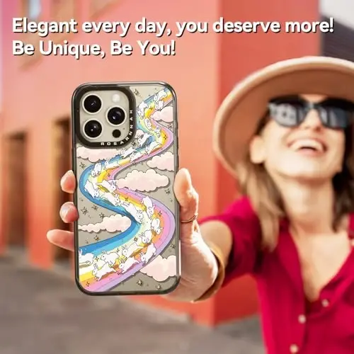 casevivid Compatible for iPhone 15 Pro Max Case Cute Aesthetic - Durable Shockproof 6.6 ft Drop Impact Phone Case Cover with Funny Fashion Rainbow Rabbit 6.7