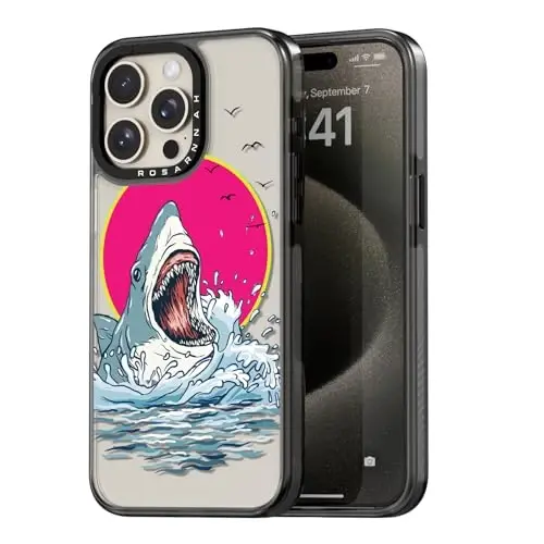 casevivid iPhone 15 Pro Max Kılıfı ile Uyumlu Sevimli Estetik - Dayanıklı Darbeye Dayanıklı 2 Metre Düşme Etkili Telefon Kılıfı Komik Moda Köpekbalığı 17 cm Siyah 