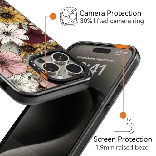 casevivid iPhone 15 Pro Max Magsafe Kılıf için Manyetik Sevimli Estetik - Komik Moda Ayçiçeği 6.7