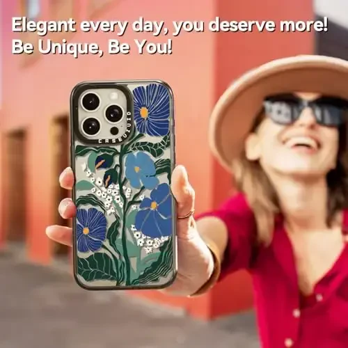 casevivid iPhone 15 Pro Max uchun g'ayrioddiy qopqoq bilan mos keladi - chidamli zarbaga bardoshli 2 m balandlikdan tushishga bardosh bera oladigan telefon qopqog'i kulgili moda Passiflora Caerulea 6.7