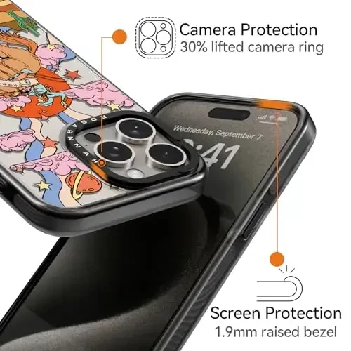 casevivid iPhone 15 Pro Max uchun mos keladigan Chexol Chiroyli Estetik - Bardoshli zarbaga chidamli 6,6 fut balandlikdan tushganda ta'sir qiluvchi telefon chexoli Kuligili moda Kovboy 6,7