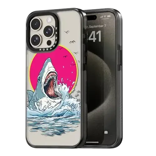casevivid iPhone 15 Pro Max uchun mos keladigan chiroyli estetik g'ilof - 6,6 fut balandlikdan tushganda zarbani o'tkazmaydigan mustahkam telefon g'ilofi, kulgili moda akulasi 6,7