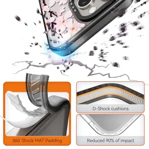casevivid iPhone 15 Pro Max uchun mos keladigan g‘ilof Chiroyli estetik – 2 m balandlikdan tushishga bardoshli zarbga chidamli telefon g‘ilofi Qiziqarli moda olcha guli 6,7 dyuym Qora - 2