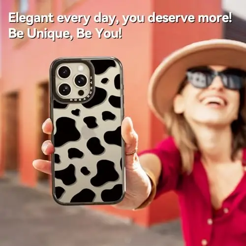 casevivid iPhone 15 Pro Max uchun mos keladigan gʻilof, chiroyli estetik – 6,6 fut balandlikdan tushganda zarbga bardoshli telefon gʻilofi, kulgili moda sigir suti bosmasi 6,7