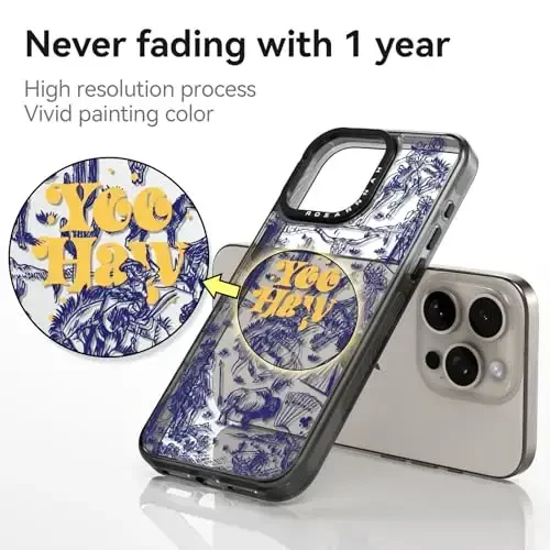 casevivid iPhone 15 Pro Max uchun mos keladigan g‘ilof Chiroyli estetik – 6,6 fut balandlikdan tushganda zarbga bardoshli telefon g‘ilofi Qiziqarli moda Yovvoyi G‘arb 6,7 dyuymli qora - 4