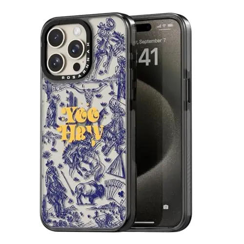 casevivid iPhone 15 Pro Max uchun mos keladigan g‘ilof Chiroyli estetik – 6,6 fut balandlikdan tushganda zarbga bardoshli telefon g‘ilofi Qiziqarli moda Yovvoyi G‘arb 6,7 dyuymli qora 
