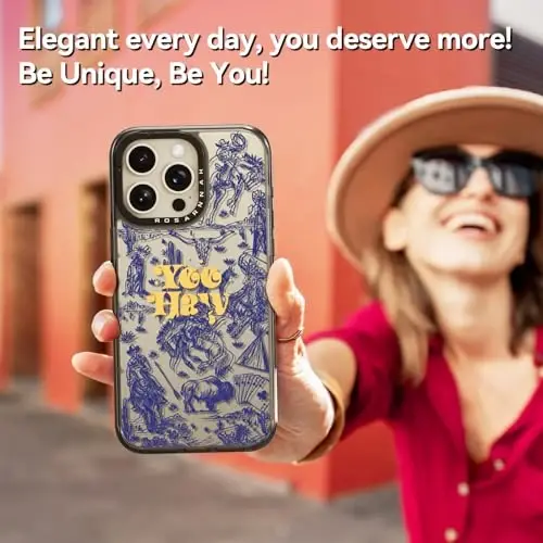 casevivid iPhone 15 Pro Max uchun mos keladigan g‘ilof Chiroyli estetik – 6,6 fut balandlikdan tushganda zarbga bardoshli telefon g‘ilofi Qiziqarli moda Yovvoyi G‘arb 6,7 dyuymli qora - 6