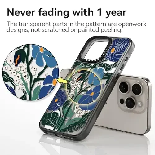 casevivid iPhone 15 Pro Max uchun mos keladigan g'ilof Chiroyli estetik - 6,6 futdan tushishga bardoshli zarbga chidamli telefon g'ilofi Qiziqarli moda Passiflora Caerulea 6,7