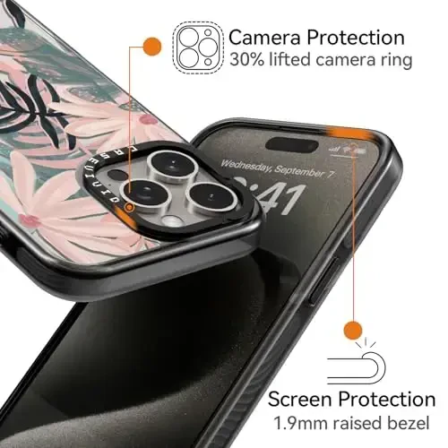 casevivid iPhone 15 Pro Max uchun mos keladigan g'ilof Chiroyli estetik - Chidamli zarbga chidamli 6,6 fut balandlikdan tushishga bardoshli telefon g'ilofi Qiziqarli moda palma daraxti bilan 6,7