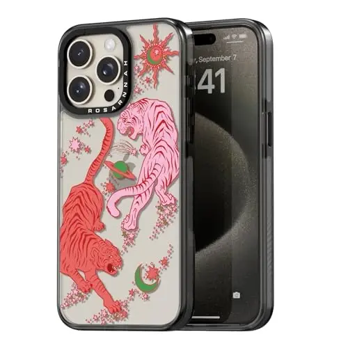 casevivid iPhone 15 Pro Max uchun mos keladigan g‘ilof Chiroyli estetik – Mustahkam zarbaga chidamli 2 m balandlikdan tushganda himoya qiluvchi kulgili moda yo‘lbarsi bilan 6,7 dyuymli qora telefon g‘ilofi 