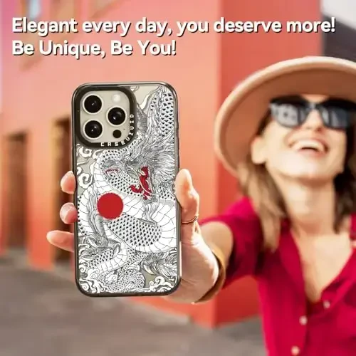 casevivid iPhone 15 Pro Max uchun mos keladigan g‘ilof Yoqimli estetik – 2 m balandlikdan tushishga bardoshli zarbga chidamli telefon g‘ilofi Qiziqarli moda Xitoy ajdahosi 6,7