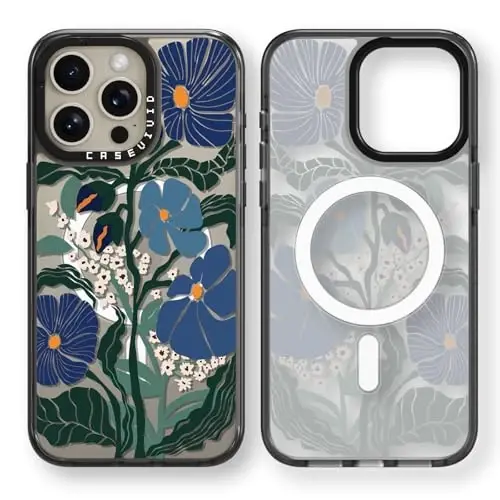 casevivid iPhone 15 Pro uchun magnitli Magsafe g‘ilofi Chiroyli estetik – Zarbalarga chidamli 6.6 fut balandlikdan tushishga bardoshli telefon g‘ilofi Qiziqarli moda Passiflora Caerulea 6.1