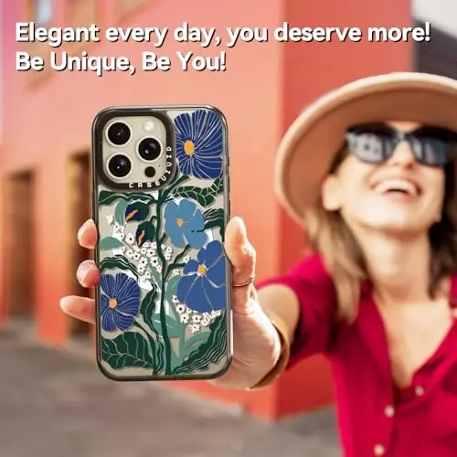 casevivid iPhone 15 Pro uchun magnitli Magsafe g‘ilofi Chiroyli estetik – Zarbalarga chidamli 6.6 fut balandlikdan tushishga bardoshli telefon g‘ilofi Qiziqarli moda Passiflora Caerulea 6.1